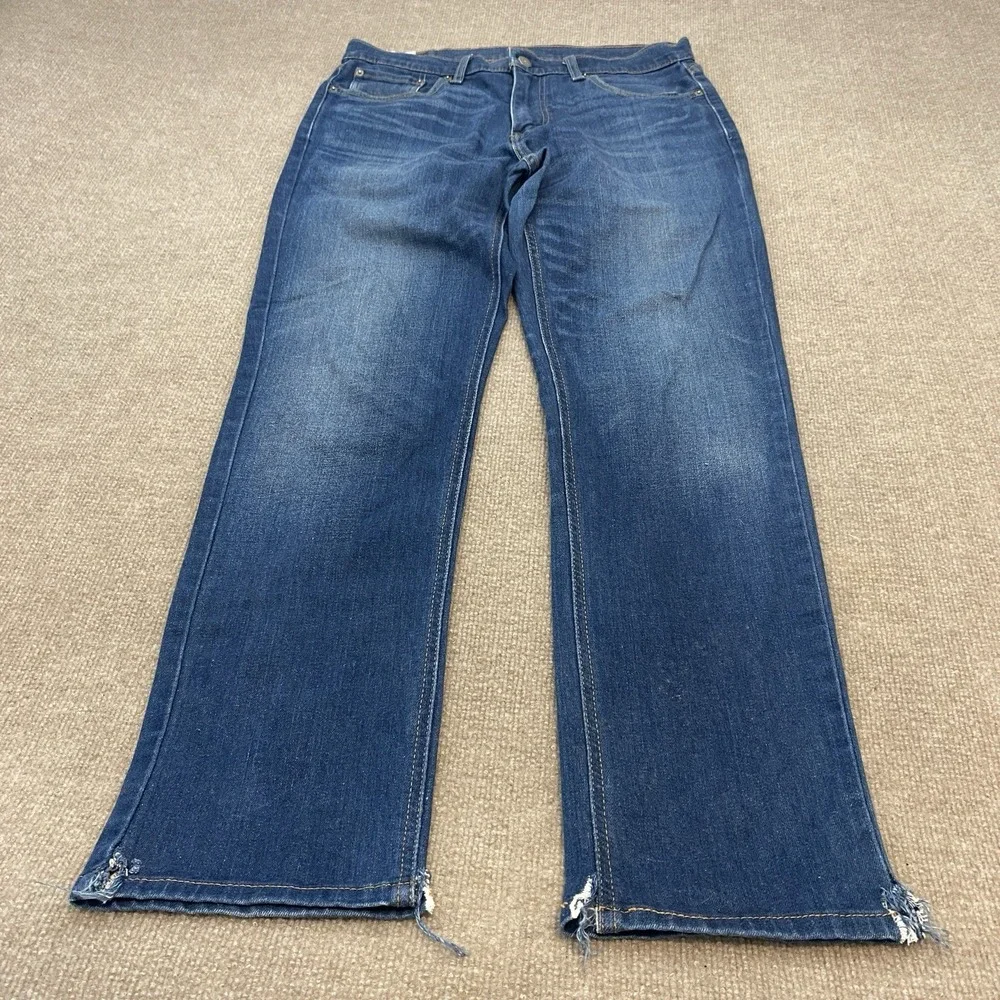 Levi's 541 Jeans Mens Size 33x34 Blue Whiskered‎ Denim Cut Hems Classic Adult